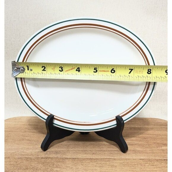 Oval Plate Shenango China 8 Inch Orange Green Bands Resturant Ware - Picture 3 of 5